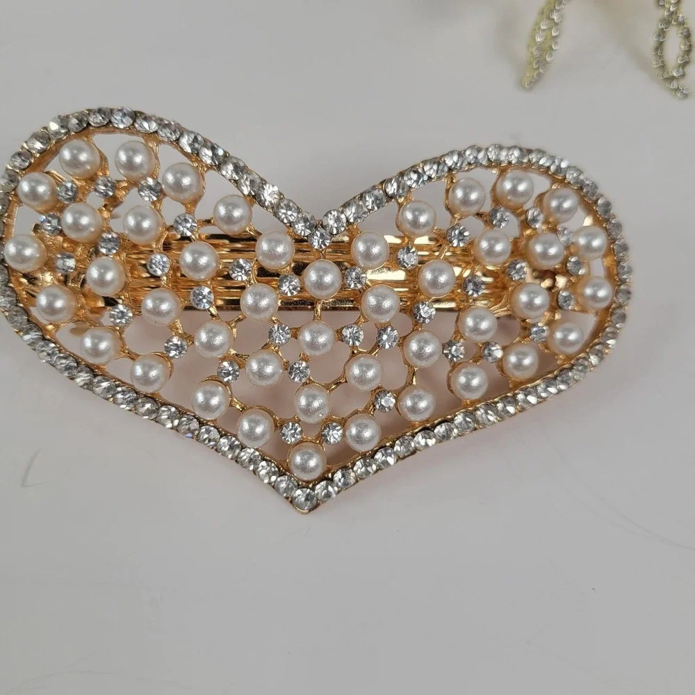 Hair Clips Womens Multicolor Rhinestone‎ Butterfly Heart Set Of 3 Accessories